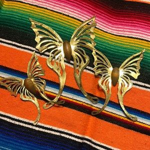 Vintage trio of butterflies with wooden bead